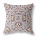 Homeroots 16 in. Pale Purple Floral Indoor & Outdoor Zip Throw Pillow Brown & Yellow 411175